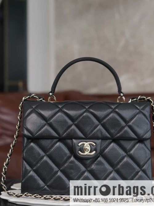 CHANEL 24p handle Kelly box, black large AS4712