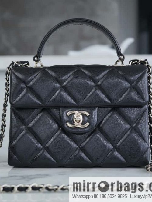 CHANEL 24p handle Kelly box, black small AS4711