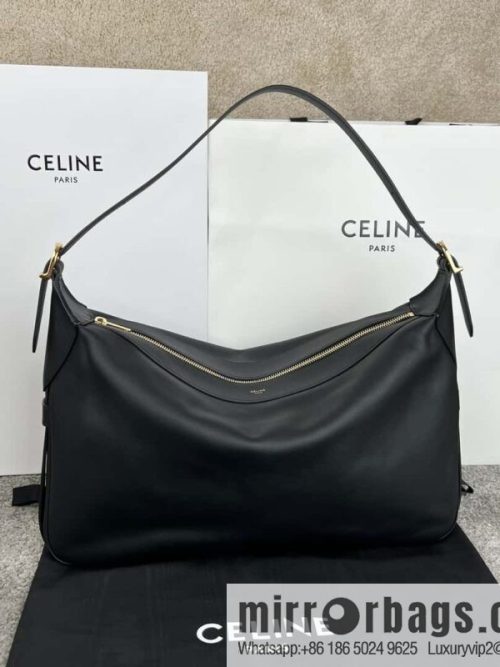 CELINE ROMY Large Soft Cow Leather Handbag 110793 Black