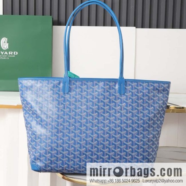 [Premium quality, all copper hardware] 🔎 020323 blue, goyard goya artois medium zipper tote bag