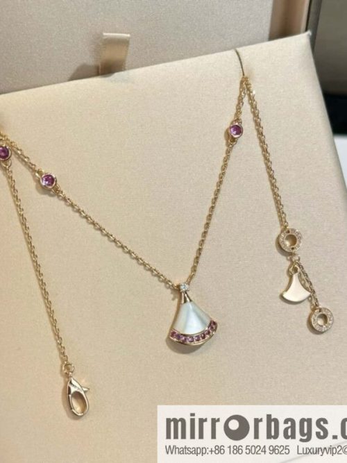 ❗️🎁 ☀️ Original ☀ BVLGARI DIVAS\'DREAM Pink Diamond White Fritillary Fan Necklace  ☀️