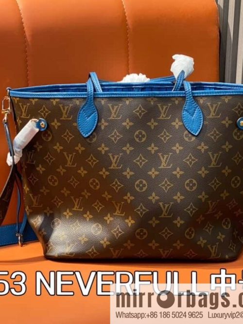 [Original order boutique] M13753 presbyopia blue, double-sided available, variable code chip version, shopping bag series NEVERFULL medium handbag