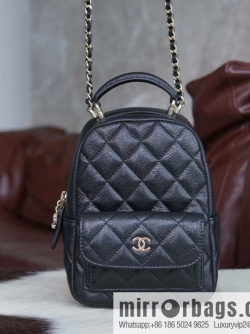 Chanel 24C mini backpack, black gold genuine leather AP3753 black