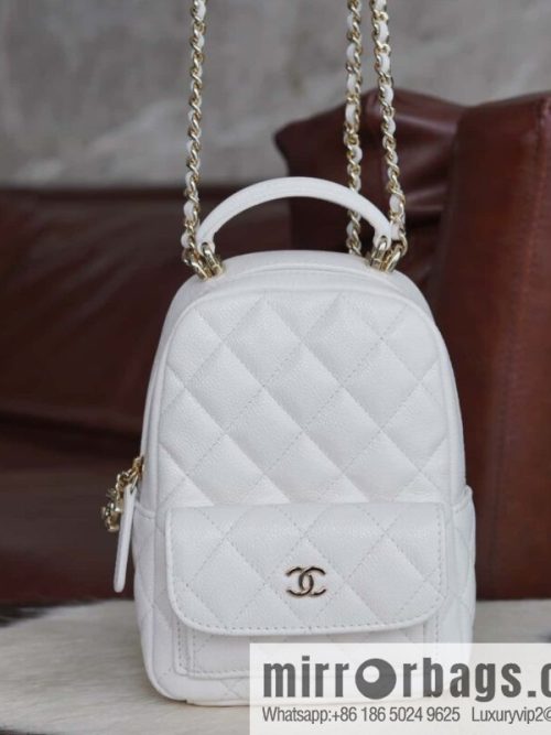 Chanel 24C mini backpack, black gold genuine leather AP3753 white