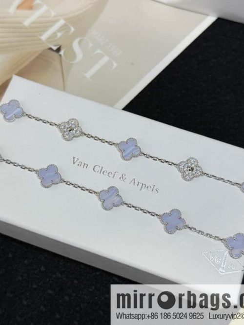 ❗️CNC Version ❗️ ☀️ Van Cleef & Arpels Diamond Purple Chalcedony Clover Five Flowers Bracelet ☀