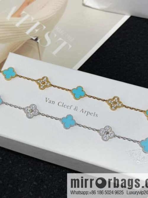 ❗️CNC version ❗️ ☀️ Van Cleef & Arpels diamond turquoise four-leaf clover five-flower bracelet ☀