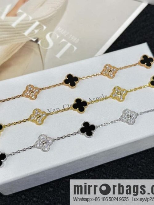 ❗️CNC version ❗️ ☀️ Van Cleef & Arpels diamond black agate four-leaf clover five-flower bracelet ☀