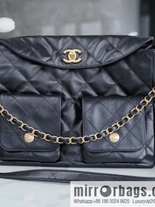 𝗖𝗛𝗔𝗡𝗘𝗟 𝟐𝟒𝐩 𝒉𝒐𝒃𝒐 messenger bag, large, black ◾️ AS4668