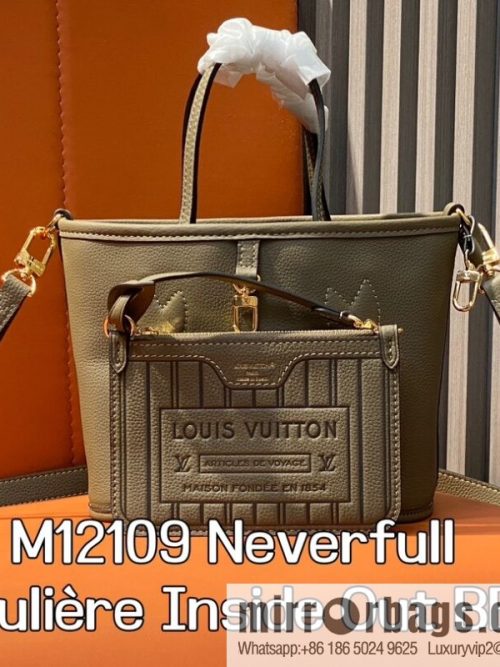 [Original order boutique] M12109 presbyopia khaki, shopping bag series Neverfull Bandoulière Inside Out BB handbag m12099 m12109
