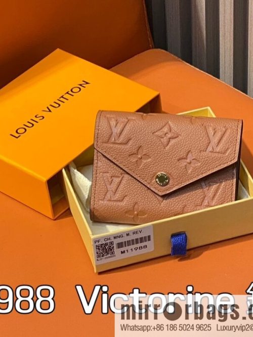 [Original order boutique] M11988 brown full leather, three-fold wallet series, 1 Victorine bag