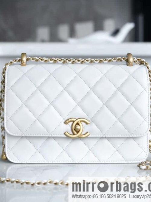 𝗖𝗛𝗔𝗡𝗘𝗟 𝟐𝟒𝐂 ｜ original calfskin, double gold ball white AS2649