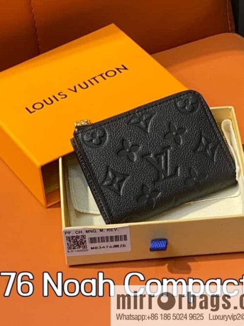 [Original order boutique] M83476 black full leather embossed, zipper wallet series NEW Noah Compact wallet