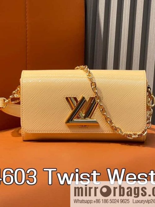 [Original order boutique] M24603 apricot, patent leather water ripple chain bag Twist West handbag M24549 24603 apricot, water ripple