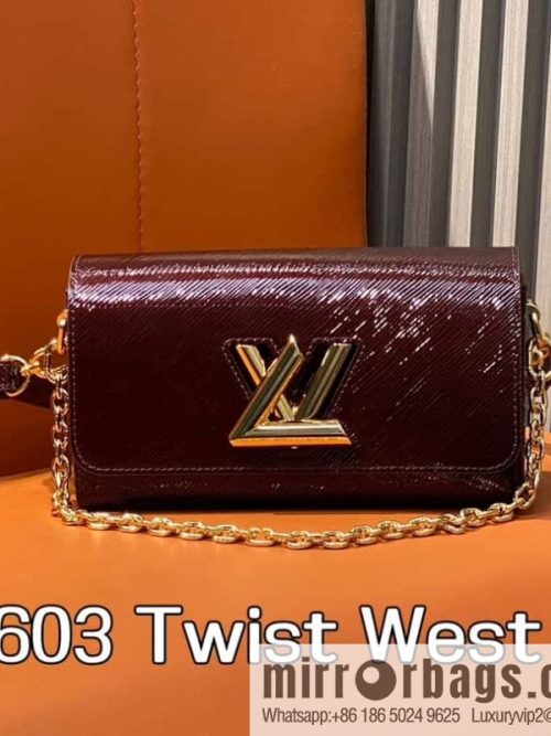 [Original order boutique] M24603 burgundy, patent leather water ripple chain bag Twist West handbag M24549 24603 burgundy, water ripple