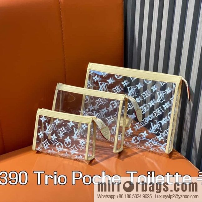 [Original order boutique] M11390 transparent, three-piece handbag clutch bag series Trio Poche Toilette handbag
