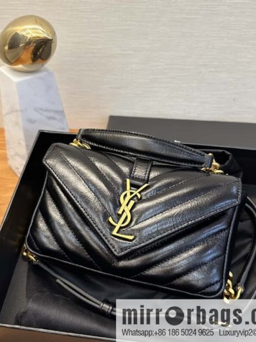 YSL 2024 New COLLEGE Glossy Oil Wax Mini Chain Bag 779430