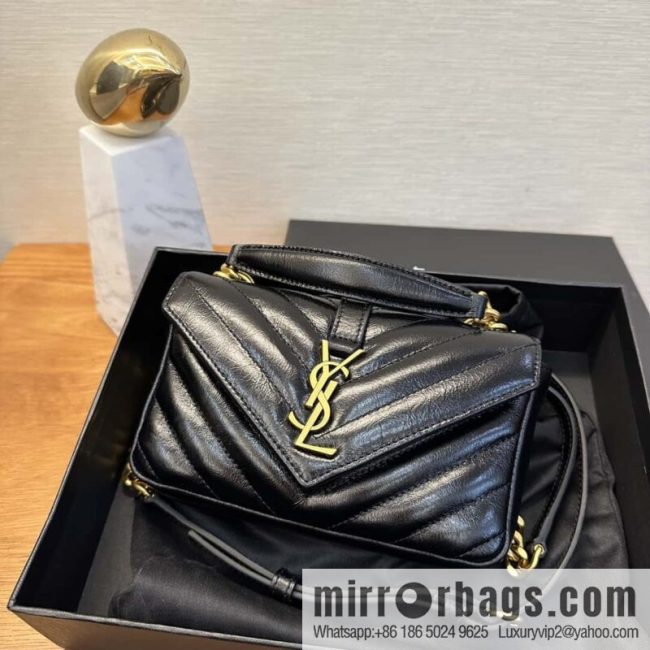 YSL 2024 New COLLEGE Glossy Oil Wax Mini Chain Bag 779430