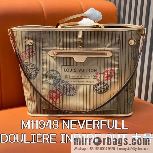 [Original order boutique] M11948 presbyopia apricot (seal double-sided) large shopping bag series NEVERFULL BANDOULIZRE INSIDE OUT large handbag