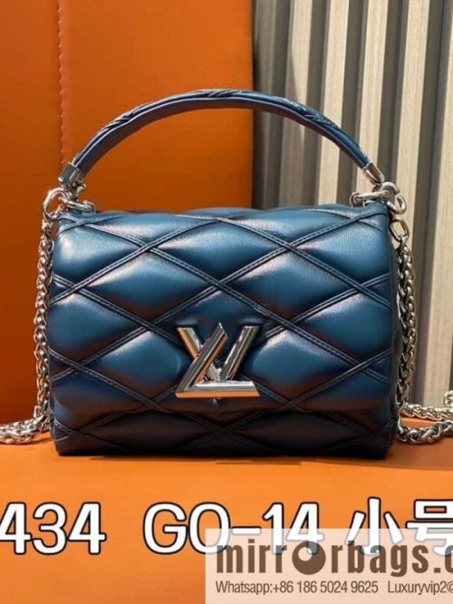 [Original order boutique] M12004 denim blue full leather, chain bag, diamond Twist series GO-14 small handbag
