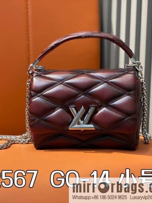 [Original order boutique] M12004 burgundy full leather, chain bag, diamond Twist series GO-14 small handbag