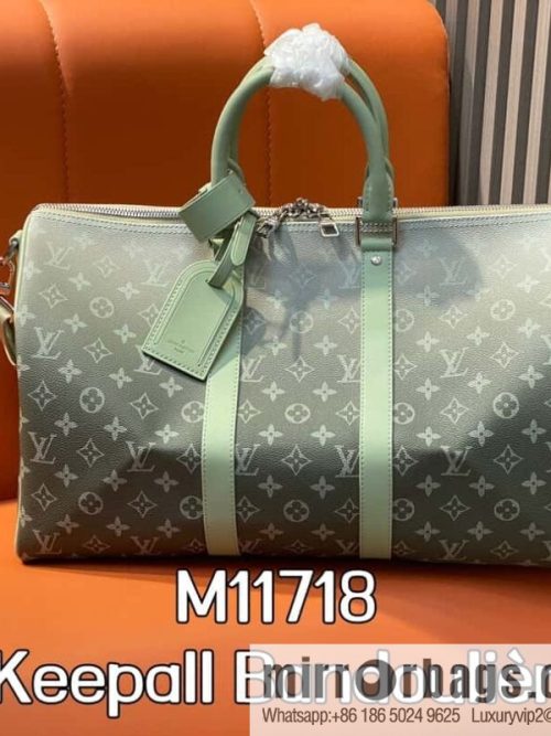 [Original single boutique] M11718 green gradual change travel bag series Sac Keepall Bandoulière 45 M41418 11718 gradual change green flower