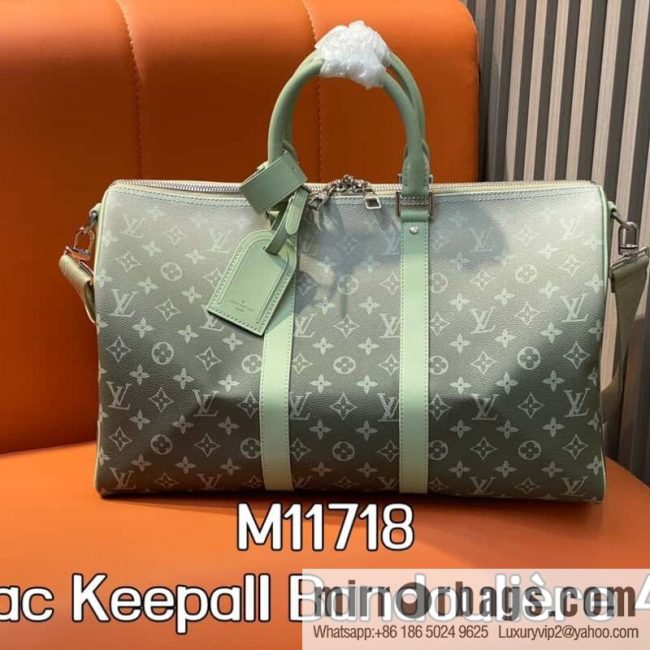 [Original single boutique] M11718 green gradual change travel bag series Sac Keepall Bandoulière 45 M41418 11718 gradual change green flower