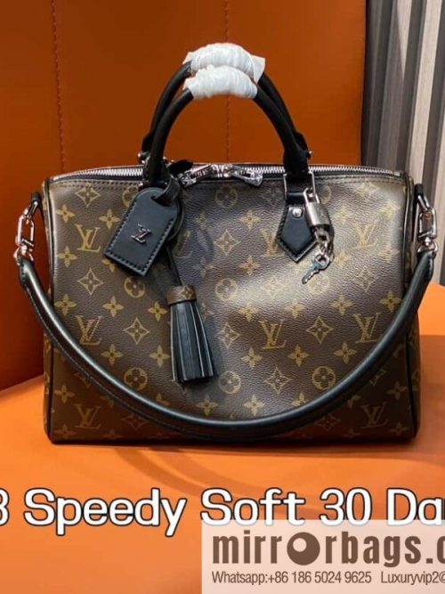 [Original order boutique] M12243 presbyopia/black leather, pillow bag speedy series Speedy Soft 30 Dark handbag