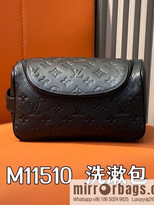 [Original order boutique] M11510 black full leather embossing, toilet bag series, toilet bag