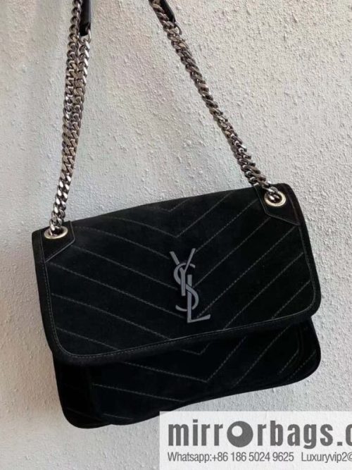 YSL 🌱 𝙉𝙞𝙠𝙞 𝟮𝟴𝙘𝙢 『 Suede & Cowhide 498894 Black