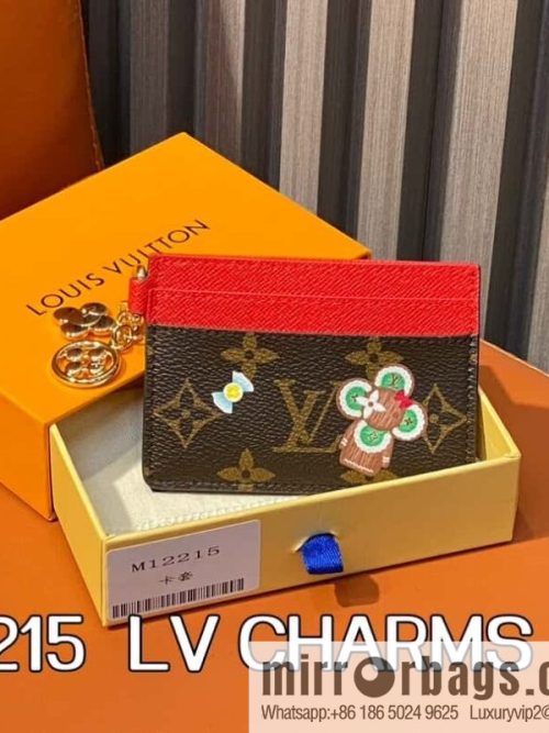 M12215 presbyopia red, Christmas card bag wallet series LV CHARMS card holder m12215 presbyopia/red