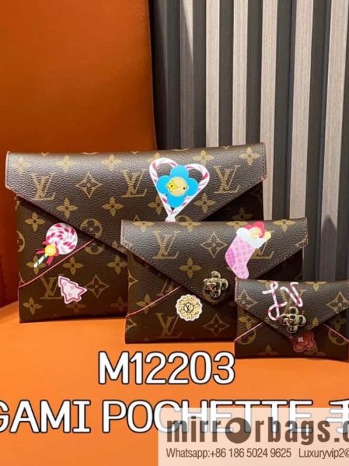 [Original order boutique] M12203 old flower Christmas model, three-piece handbag clutch series, the new KIRIGAMI POCHETTE clutch bag of the season