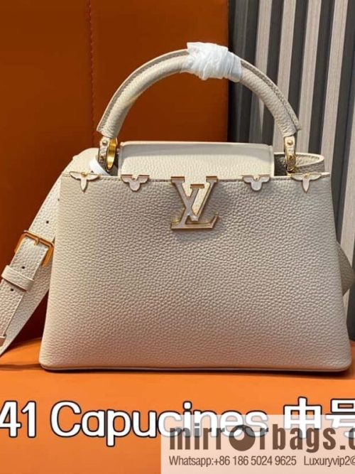 [Original order boutique] M11341 gray flower crown, full leather cap, that English series Capucines medium handbag