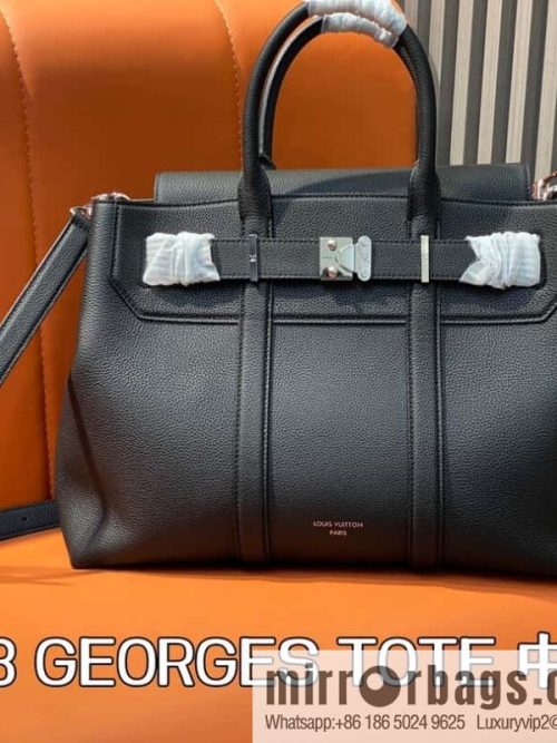 [Original order boutique] M23513 black full leather, handbag, briefcase series GEORGES TOTE medium handbag