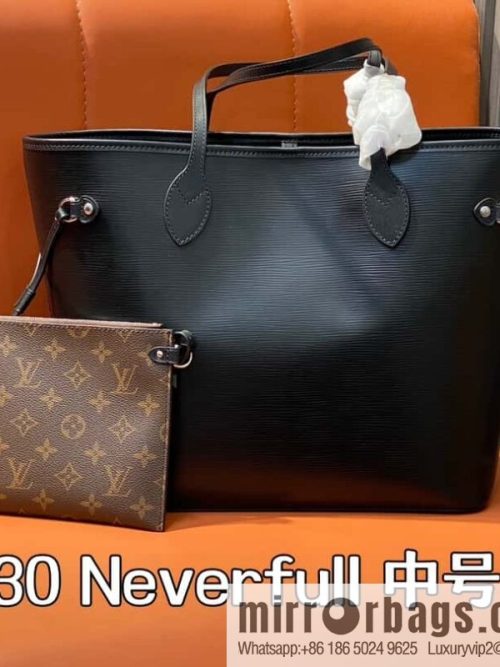 [Original order boutique] M11930 black, water ripple shopping bag series Neverfull medium handbag