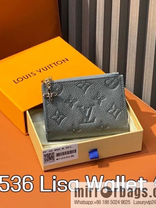 [Original order boutique] M12536 pearlescent gray full leather embossed, 20% off wallet series Lisa Wallet wallet