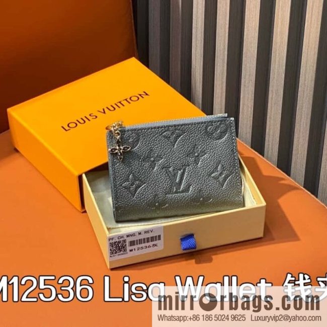 [Original order boutique] M12536 pearlescent gray full leather embossed, 20% off wallet series Lisa Wallet wallet