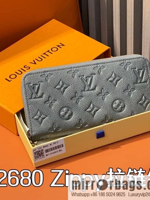 [Original order boutique] M12680 pearlescent gray full leather embossed, single zipper wallet series Zippy zipper wallet M60017