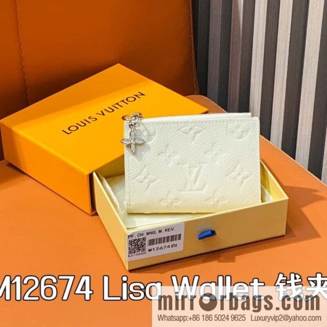 [Original order boutique] M12674 pearlescent white full leather embossed, two-fold wallet series Lisa Wallet wallet m12536