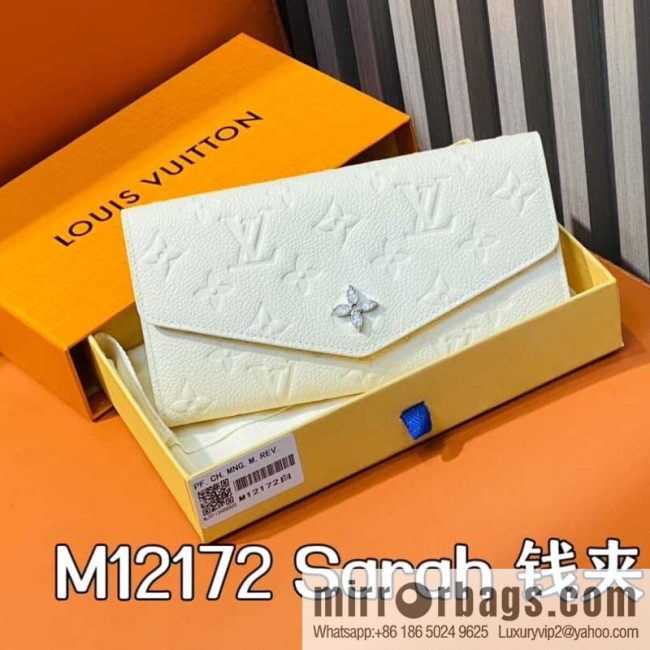 [Original order boutique] M12172 pearlescent white full leather embossed, flip wallet series Sarah wallet