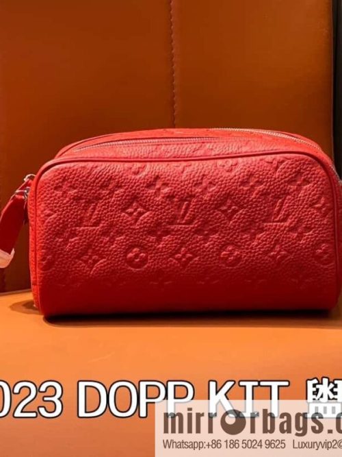 [Original order boutique] M13023 red full leather embossed, toilet bag series DOPP KIT toilet bag