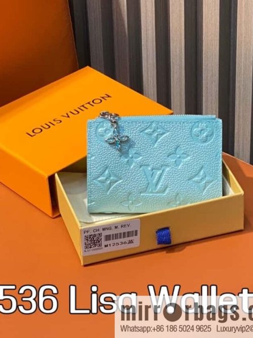[Original order boutique] M12536 pearlescent blue, full leather embossed, two-fold wallet series Lisa Wallet wallet