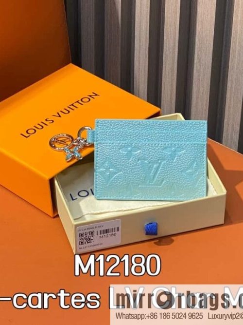 [Original order boutique] M12180 pearlescent blue, full leather embossed, card bag wallet series Porte-cartes LV Char Ms card holder
