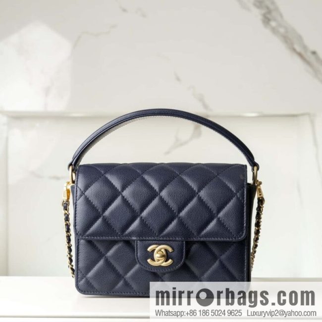 𝐂𝐡𝐚𝐧𝐞𝐥 𝟮𝟰𝗞 autumn and winter series, handle cover bag, navy blue 💙 small AS5165