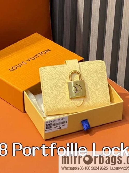 [Original order boutique] M12148 beige, full leather wallet series Portfoille Locky wallet