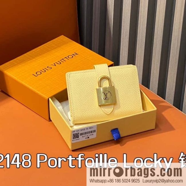 [Original order boutique] M12148 beige, full leather wallet series Portfoille Locky wallet