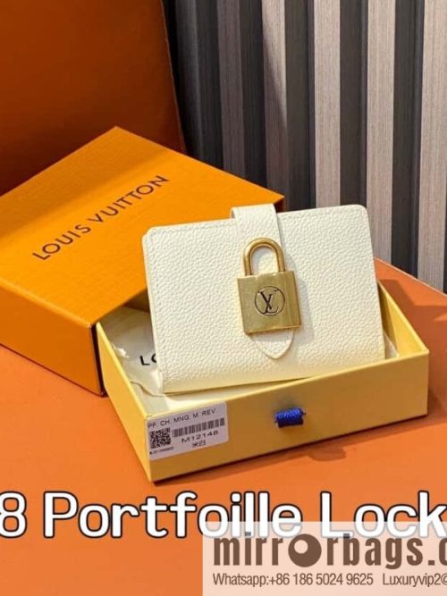 [Original order boutique] M12148 beige, full leather wallet series Portfoille Locky wallet