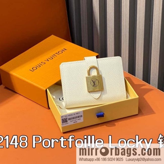 [Original order boutique] M12148 beige, full leather wallet series Portfoille Locky wallet