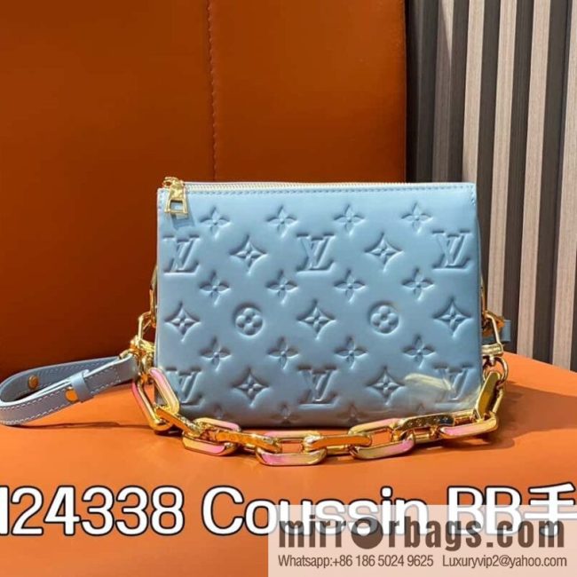 [Original order boutique] M24338 blue, full leather chain bag series, sheepskin Coussin BB handbag