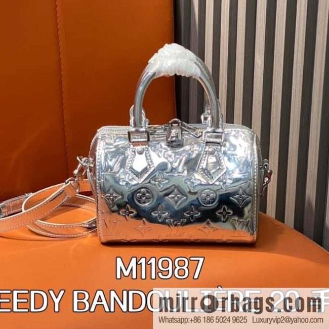 [Original order boutique] M11987 silver patent leather, pillow bag speedy series SPEEDY BANDOULIZRE 20 handbag