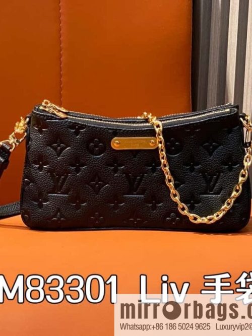 [Original order boutique] M83301 black M11916 brown, full leather embossed chain bag series Liv handbag